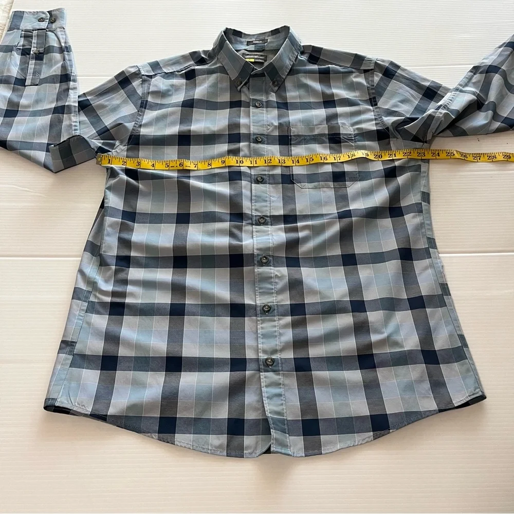 Eddie Bauer Classic Fit Long Sleeve Button Down Shirt Blue Plaid Size TL Vented - Picture 10 of 10